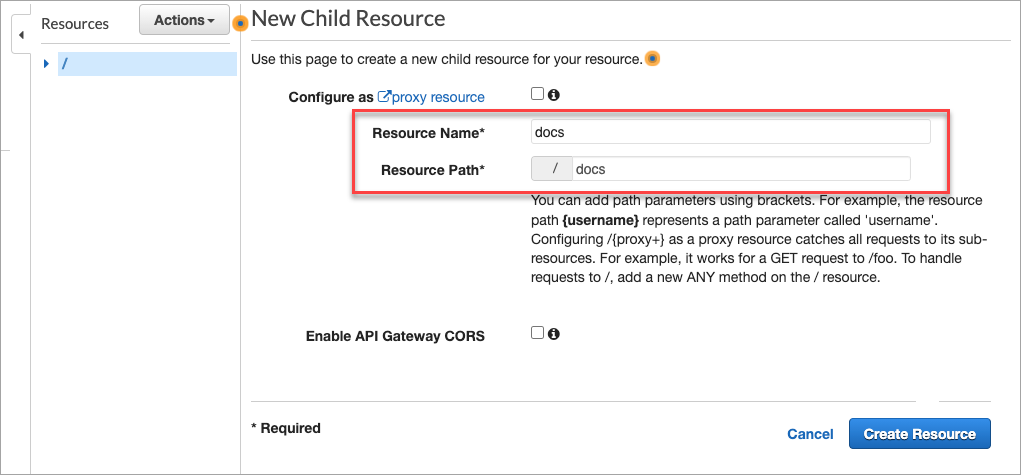 AWS API gateway proxy setup