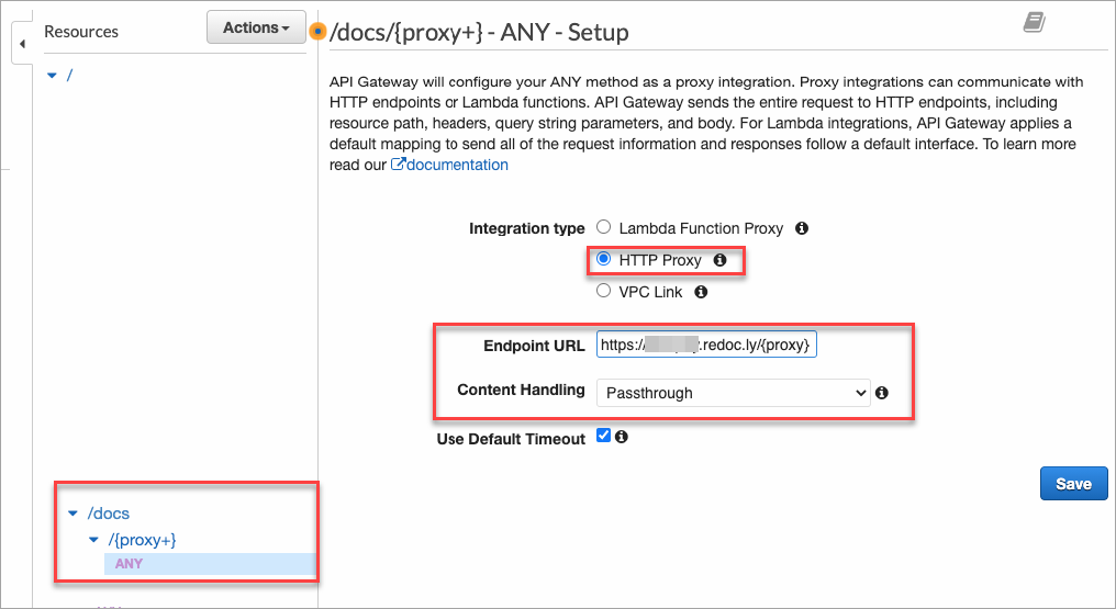 AWS API gateway proxy setup