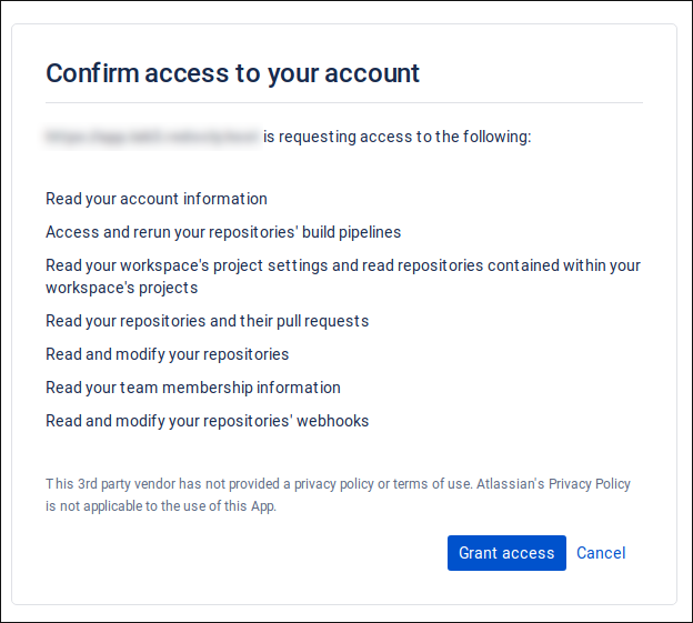 Grant access your Bitbucket account