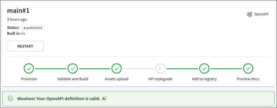 API build summary