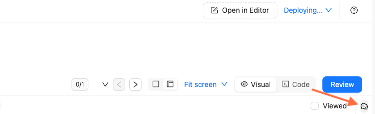Screenshot of top right side of review tab in Reunite with arrow pointing to the comments icon