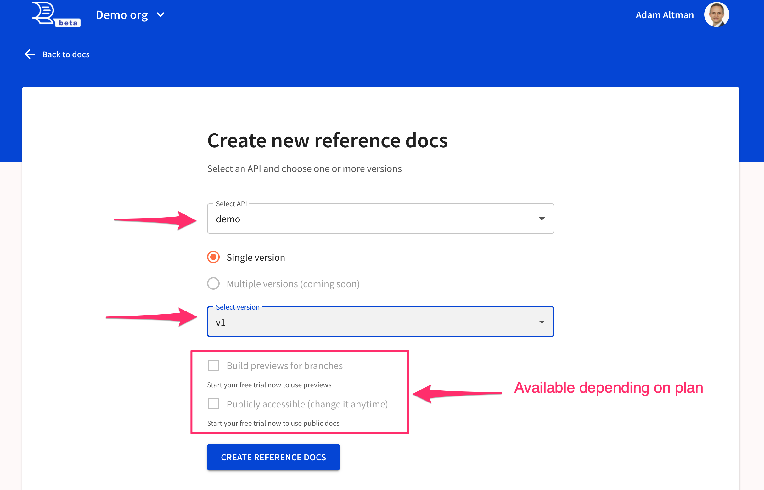 create reference docs