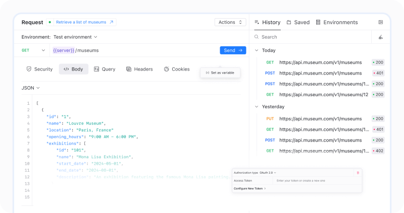 API docs with the schemas emphasized