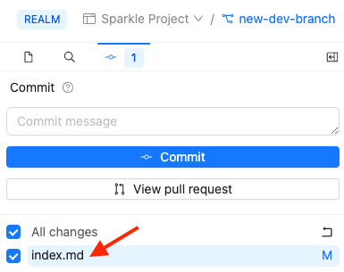 Screenshot with list of modified files under commit button