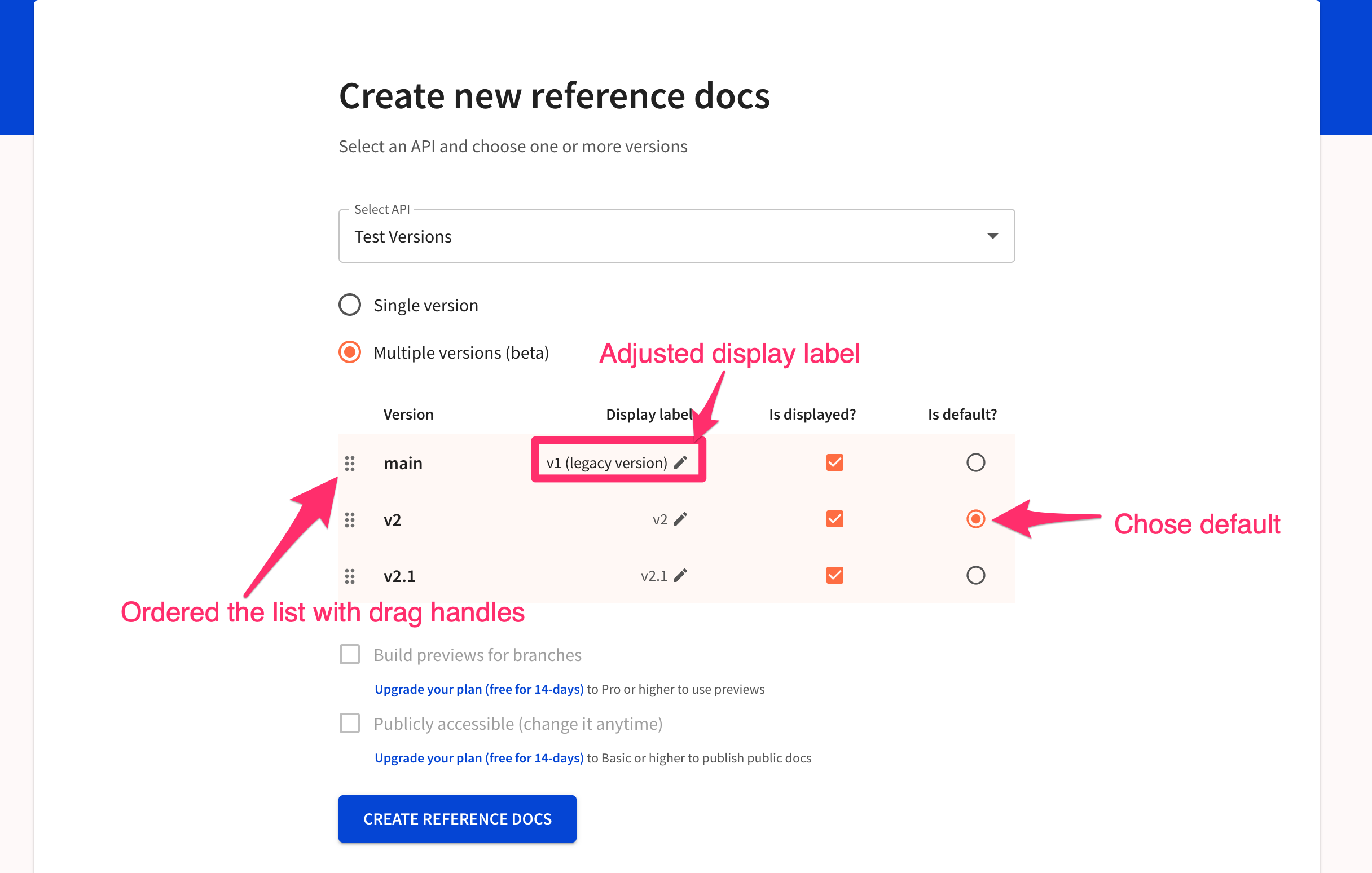 create multiple versions