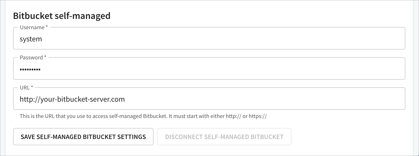 Organization source control bitbucket self-managed settings