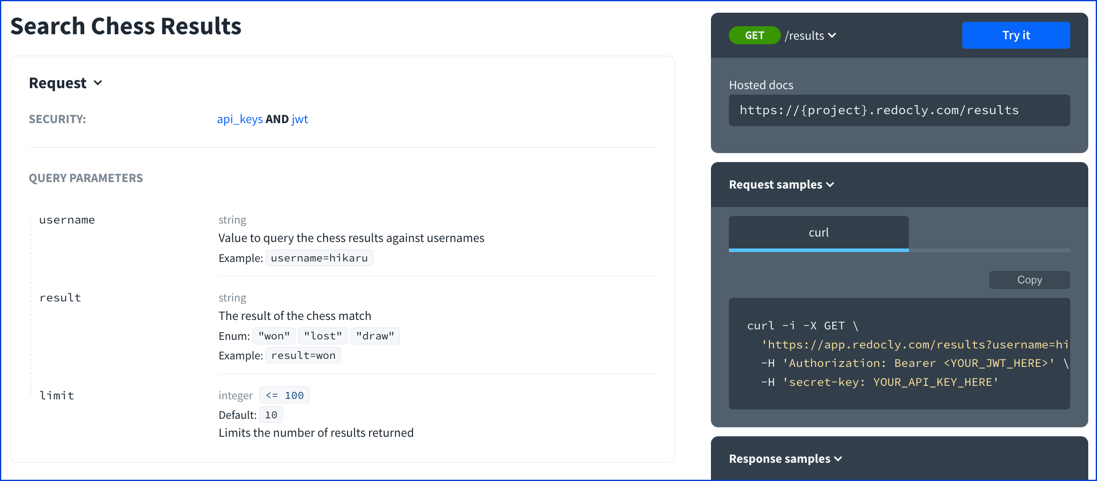 parameters in query try it