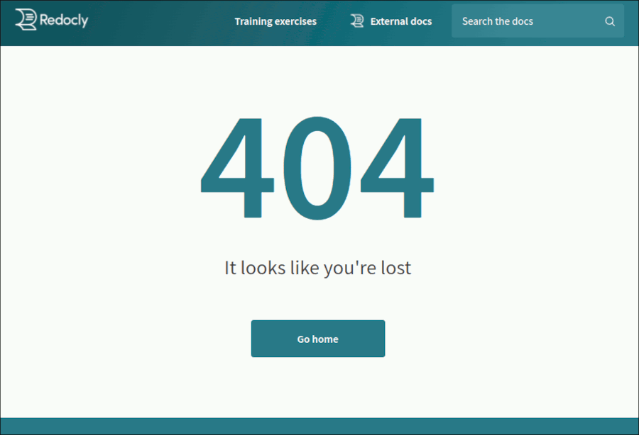 Default 404 page in the Developer portal