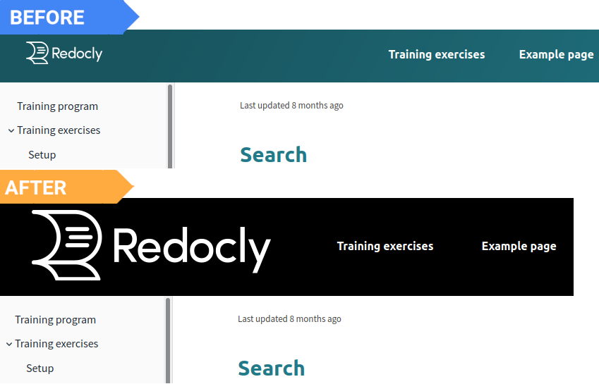 Before and after comparison of logo image size