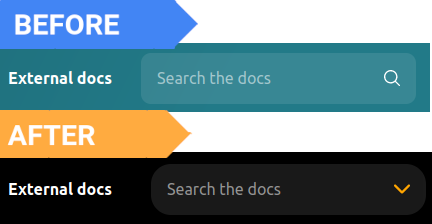Before and after comparison of search icon styling