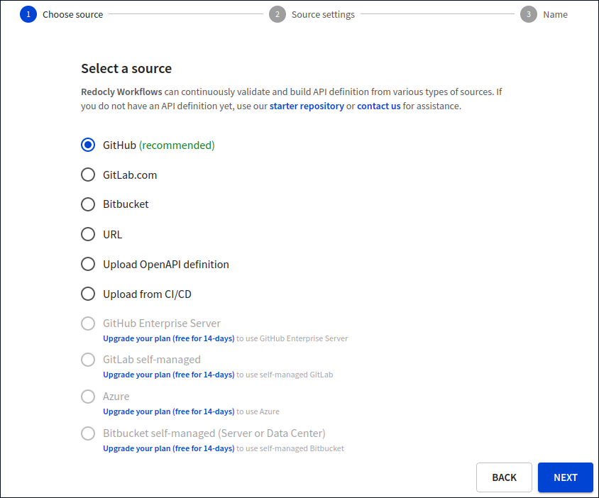 Source selection dialog