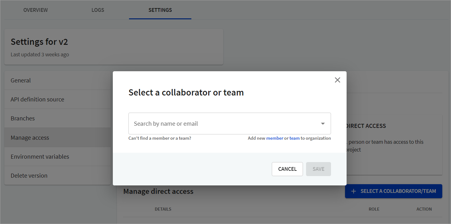 Select a collaborator