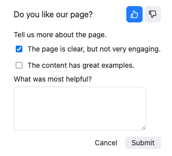 Sentiment feedback form with advanced options