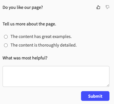 Sentiment feedback form with advanced options