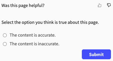 Sentiment feedback form with radio options