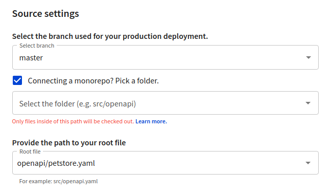 GitHub source configuration dialog