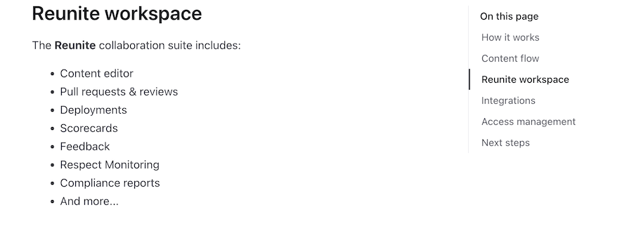 Screenshot of a project with the table of contents on the right