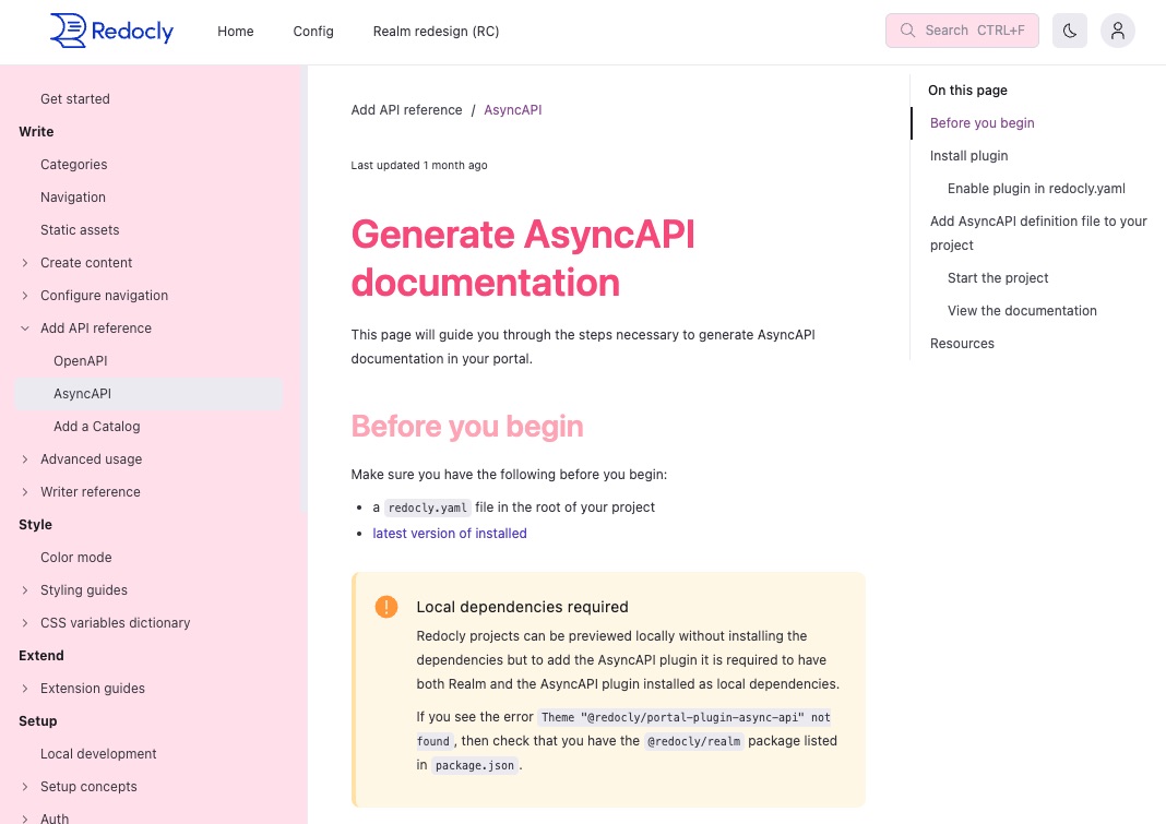 Screenshot of Redocly project with the trendy startup styling example applied in light mode.