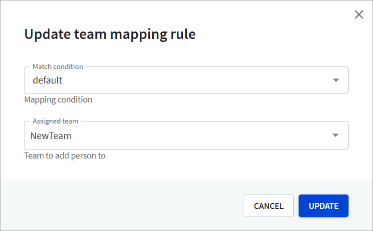 Update team mapping rule