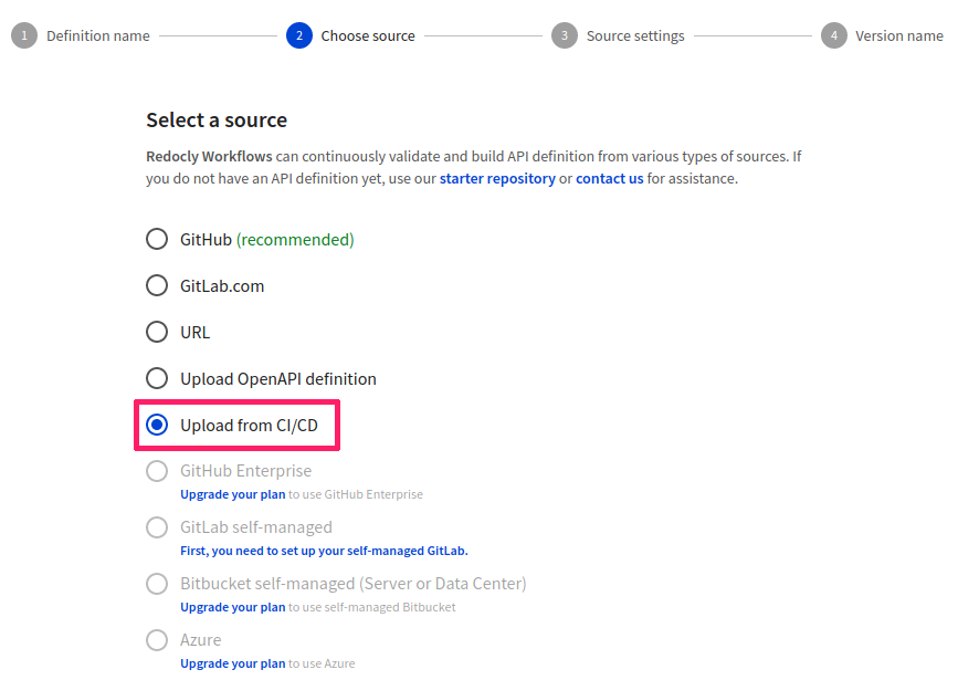 Choose CI/CD source