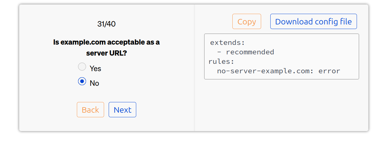 Example.com is not a valid server URL