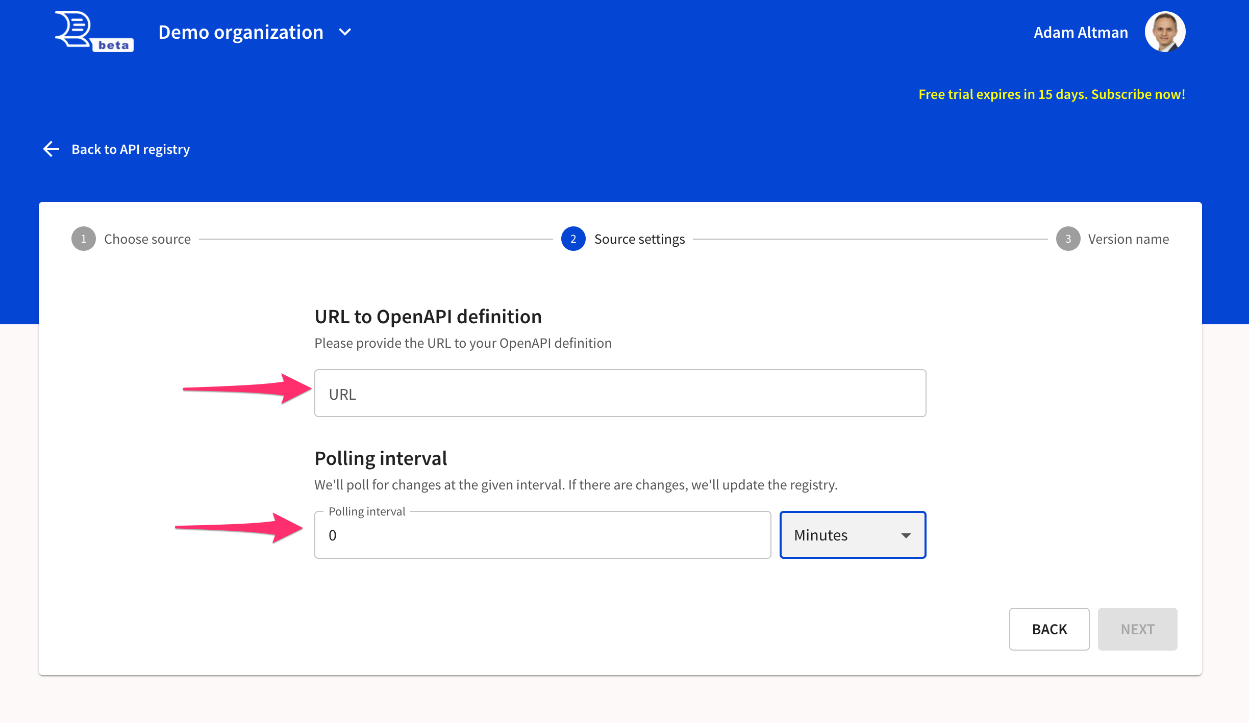 URL source settings