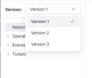 Screenshot of a version picker interface with Version 1 highlighted