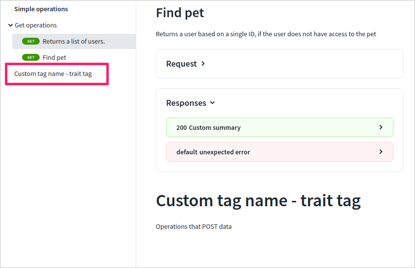 Tag with a custom name in the navigation sidebar