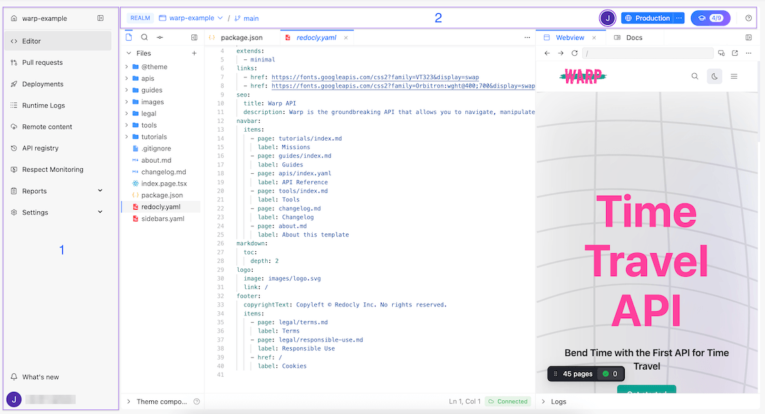 Screenshot of a project workspace page in Redocly