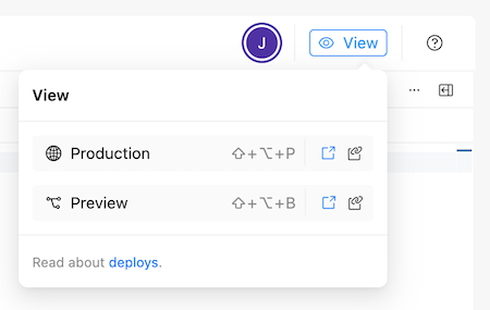 Screenshot of top right corner of the Redocly editor with View drop-down
