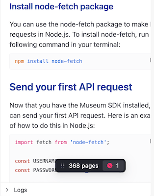 Expanded errors pane